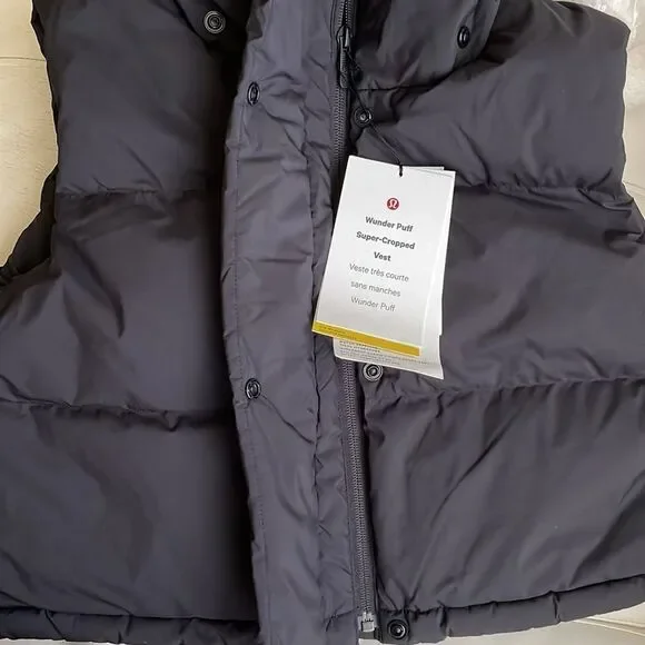 LULULEMON WUNDER Puff SUPER CROPPED vest BLACK SIZE 2 4 6 8 perfect cute NWT - Picture 1 of 5